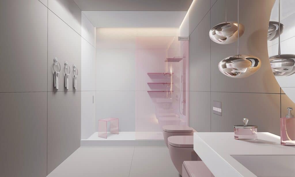 ห้องน้ำสีชมพู